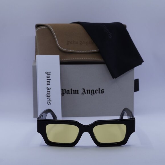 Palm Angels PERI086 HYDE 1018 Rectangle Sunglasses - Black/Yellow - Picture 3 of 11